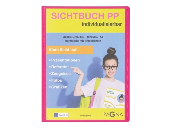 Pagna 21013-34, Project folder, A4, Polypropylen (PP), Rosa, 40 ark, 20 lommer