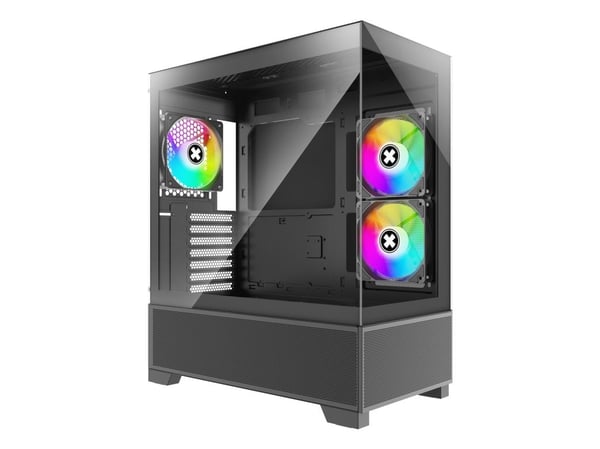 Xilence Xilent Beam - Midi-tårn - ATX - sidepanel med vindu (herdet glass) - ingen strømforsyning (ATX) - svart - USB/lyd