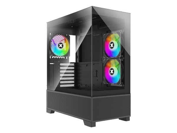 Xilence Xilent Beam - Midi-tårn - ATX - sidepanel med vindu (herdet glass) - ingen strømforsyning (ATX) - svart - USB/lyd