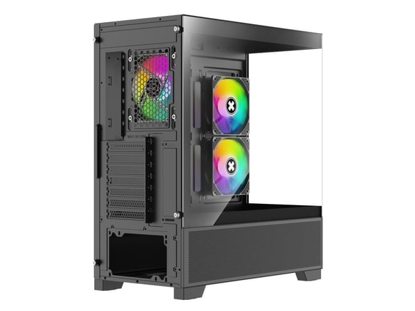 Xilence Xilent Beam - Midi-tårn - ATX - sidepanel med vindu (herdet glass) - ingen strømforsyning (ATX) - svart - USB/lyd