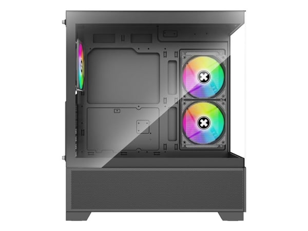 Xilence Xilent Beam - Midi-tårn - ATX - sidepanel med vindu (herdet glass) - ingen strømforsyning (ATX) - svart - USB/lyd