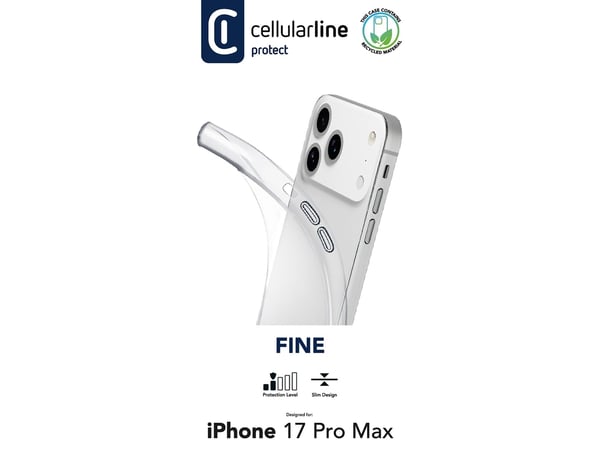 Cellularline FINECIPH17PRMT, Suojus, Apple, iPhone 17 Pro Max, 17,5 cm (6.9"), Läpinäkyvä