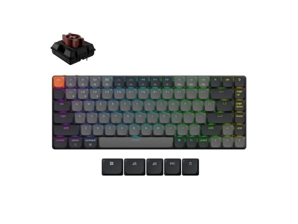 Keychron K3, langallinen ja langaton, USB + Bluetooth, mekaaninen, QWERTY, RGB LED, harmaa