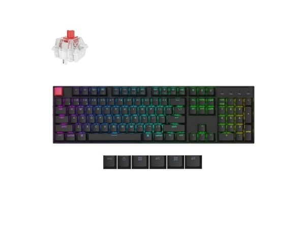 Keychron K10 QMK V2, Ledning & Trådløs, USB + RF Wireless + Bluetooth, Mekanisk nøkkelbryter, QWERTY, RGB LED, Sort
