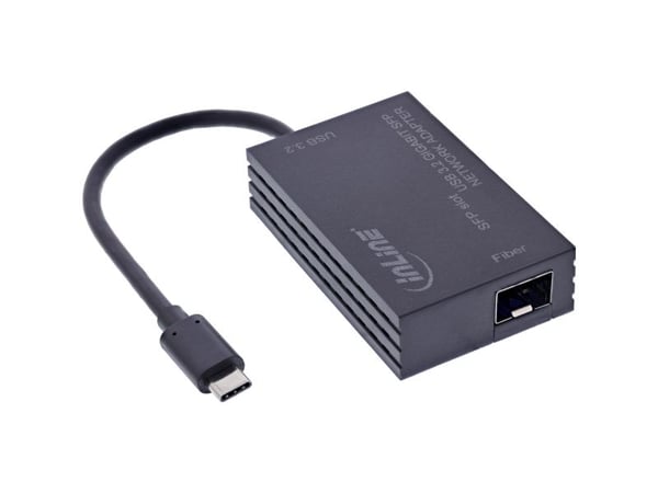 InLine 66659M, Koblet med ledninger (ikke trådløs), USB Type-C, Fiber, 1000 Mbit/s, Svart