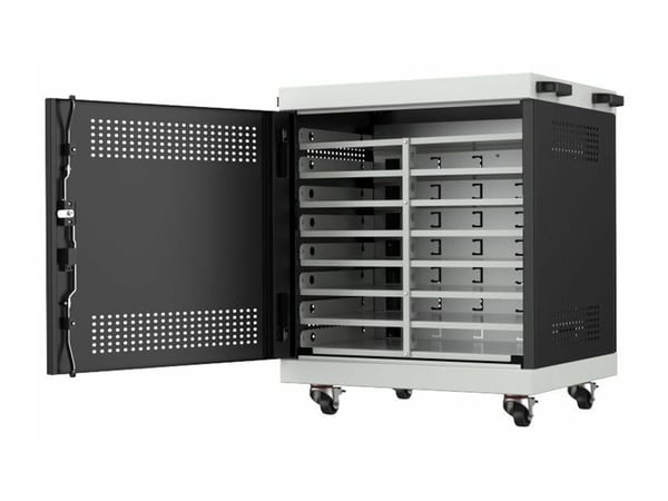 Lanview - Vagn (ladda, säkra och transportera) - för 16 notebooks / Chromebooks / tablets - låsbar - 1.2 mm stål - RAL 9005, svart - utmatning: AC ...