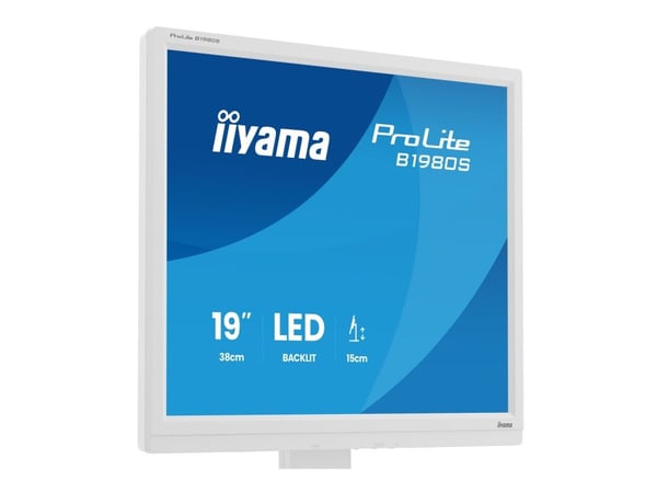 iiyama ProLite B1980S-W1 - LED-skjerm - 19" - 1280 x 1024 @ 75 Hz - TN - 250 cd/m² - 1000:1 - 3 ms - HDMI, DisplayPort - høyttalere - hvit, matt
