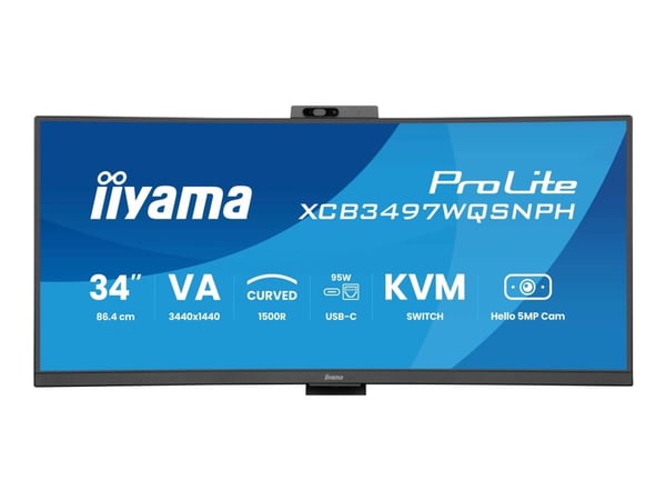 iiyama ProLite XCB3497WQSNPH-B1 - LED-skjerm - kurvet - 34" (31.3" synlig) - 3440 x 1440 UWQHD @ 120 Hz - VA - 300 cd/m² - 3000:1 - 0.4 ms - 2xHDMI...