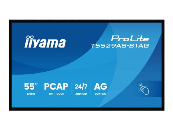 iiyama ProLite T5529AS-B1AG - 55" Diagonal klass (54.6" visbar) LED-bakgrundsbelyst LCD-skärm - digital skyltning - med pekskärm (multitouch) - 4K ...
