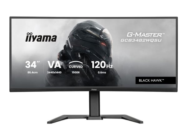 Iiyama GCB3482WQSU-B1 - LED-skjerm - gaming - kurvet - 34" - 3440 x 1440 WQHD @ 120 Hz - VA - 500 cd/m² - 3000:1 - 0.6 ms - 2xHDMI, DisplayPort - h...