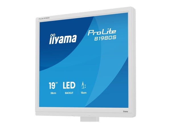 iiyama ProLite B1980S-W1 - LED-skjerm - 19" - 1280 x 1024 @ 75 Hz - TN - 250 cd/m² - 1000:1 - 3 ms - HDMI, DisplayPort - høyttalere - hvit, matt