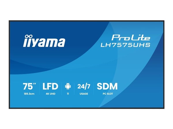 iiyama ProLite LH7575UHS-B2AG - 75" Diagonalklasse (74.5" synlig) LED-bakgrunnsbelyst LCD-skjerm - intelligent skilting - med innebygd mediespiller...