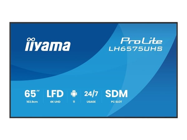iiyama ProLite LH6575UHS-B2AG - 65" Diagonal klass (64.5" visbar) LED-bakgrundsbelyst LCD-skärm - digital skyltning - med inbyggd mediespelare, SDM...