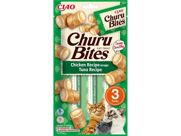 INABA Churu Bites Tun med kylling - kattelegetøj - 3x10 g