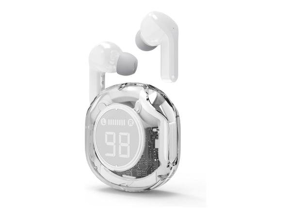Gembird TWST-01 - True wireless-hodetelefoner med mikrofon - i øret - Bluetooth - hvit