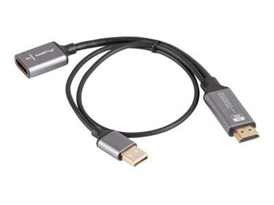 Lanberg - Video adapter - DisplayPort hunn til HDMI hann - 20 cm - sølv - 4K(3840 x 2160) støtte