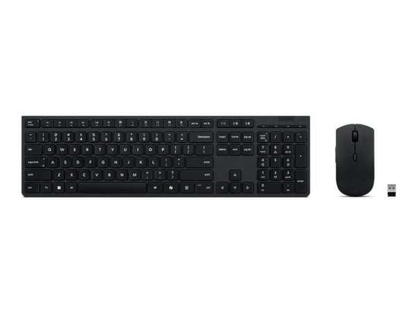 Lenovo Professional - Tastatur- og mussett - full size - trådløs - Bluetooth, 2.4 GHz - QWERTY - Nordisk - grå - brun boks