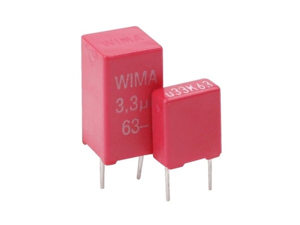 WIMA MKS2C043301K00KSSD, Fixed capacitor, Film, Overflate, DC, Rød, 63 nF