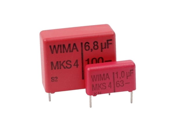WIMA MKS4J041006B00KSSD, Fixed capacitor, Film, Volum, DC, Rød, 1000 nF