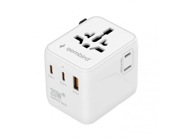 GEMBIRD Universal Travel Adapter 20W valkoinen