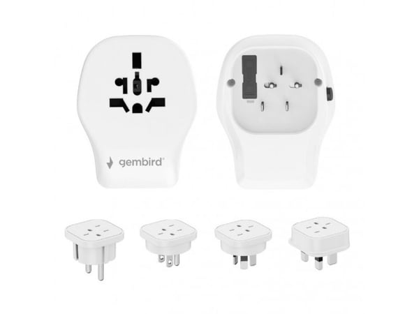 Gembird - Strömkontaktadapter med USB-laddningsadapter - typ B, Typ F, Typ G, Typ I (P) till USB-C, USB, Typ A, typ B, Typ C, Typ E, Typ F, Typ G, ...
