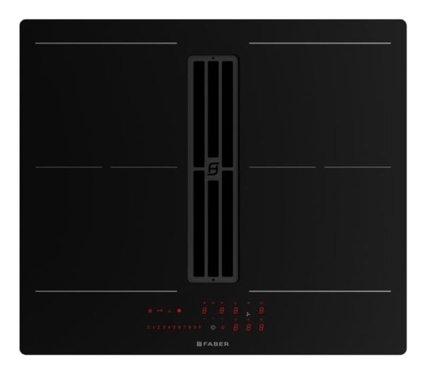 Faber Galileo SLIM F600 - Induksjonskomfyrtopp - 4 plater - Nisje - bredde: 56 cm - dybde: 49 cm - Klasse A+ - svart med fallvindeksos (resirkulasjon)