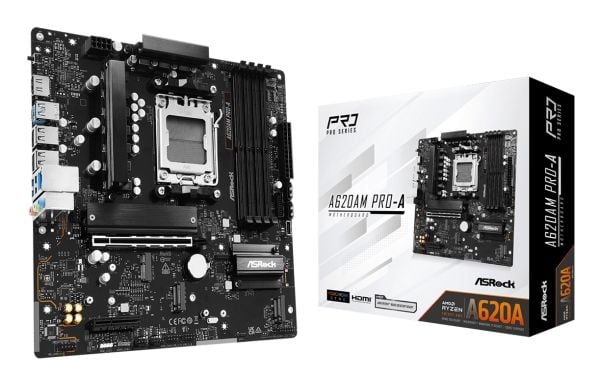 ASRock A620AM PRO-A - Hovedkort - micro ATX - Socket AM5 - AMD A620A Chipset - USB 3.2 Gen 1, USB-C 3.2 Gen 1 - 2.5 Gigabit LAN - innbygd grafikk (...