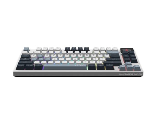 MSI FORGE GK600 - Tastatur - driftsutskiftbar - TKL - bakgrunnsbelyst - trådløs - Bluetooth, USB, 2.4 GHz - QWERTY - USA