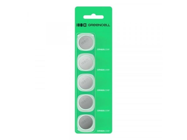 5x CR1620 litiumparisto CR 1620 3V 70mAh Greencell nappiparisto Blisteri