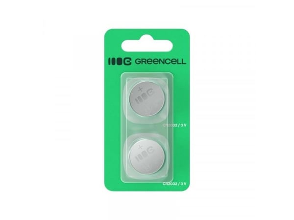 Green Cell Greencell Blister 2x litiumparisto CR2032 3V 220mAh painike avaimelle, kellolle, kaukosäätimelle, vaa'alle, Engangsbatteri, CR2032, Lith...
