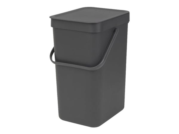 Brabantia Sort & Go - Søppelbøtte - flipp-lokk - 12 L - håndtak - grå