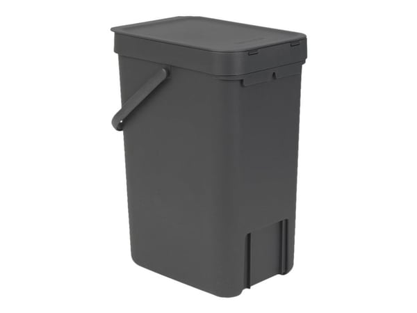 Brabantia Sort & Go - Søppelbøtte - flipp-lokk - 12 L - håndtak - grå
