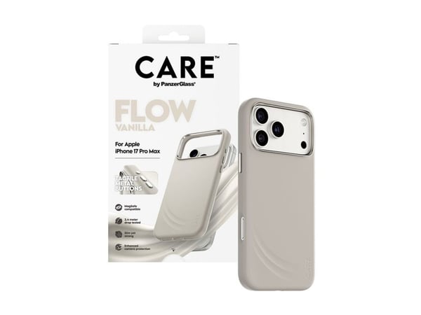 CARE by PanzerGlass Flow - Baksidedeksel for mobiltelefon - MagSafe-samsvar - silikon - vanilje - for Apple iPhone 17 Pro Max