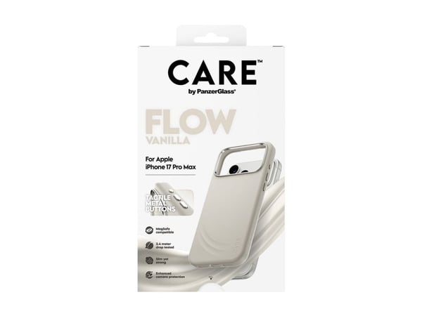 CARE by PanzerGlass Flow - Baksidedeksel for mobiltelefon - MagSafe-samsvar - silikon - vanilje - for Apple iPhone 17 Pro Max