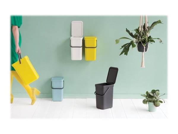 Brabantia Sort & Go - Søppelbøtte - flipp-lokk - 12 L - håndtak - grå