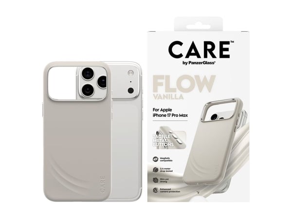 CARE by PanzerGlass Flow - Baksidedeksel for mobiltelefon - MagSafe-samsvar - silikon - vanilje - for Apple iPhone 17 Pro Max