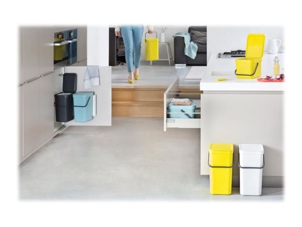 Brabantia Sort & Go - Søppelbøtte - flipp-lokk - 12 L - håndtak - grå