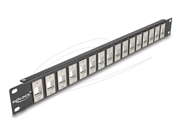 Delock - Pluggbord (blankt) - rackmonterbar - svart - 1U - 19" - 16 porter