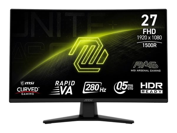 MSI MAG 274CXF - LED-skjerm - gaming - kurvet - 27" - 1920 x 1080 Full HD (1080p) @ 280 Hz - Rapid VA - 300 cd/m² - 4000:1 - 0.5 ms - 2xHDMI, Displ...