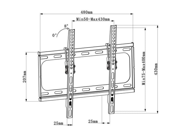 TECHly - Monteringssett (veggmontering) - for LCD-TV - svart - skjermstørrelse: 25"-56"