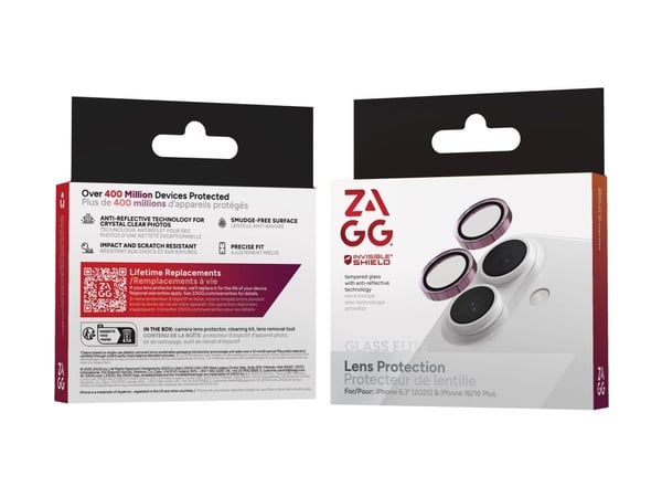 ZAGG InvisibleShield Premium GL - Linsebeskytter for mobiltelefon - rosa - for Apple iPhone 16, 16 Plus, 17