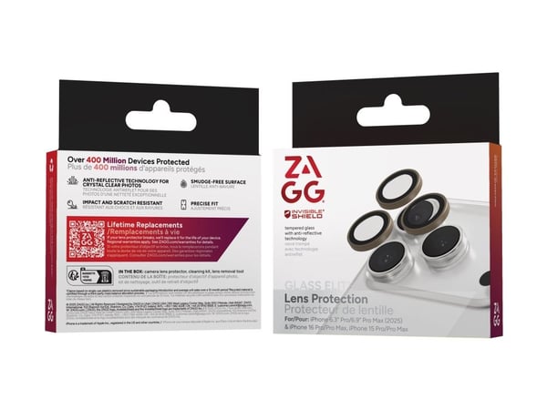 ZAGG InvisibleShield Premium GL - Linsebeskytter for mobiltelefon - sandstein - for Apple iPhone 15 Pro, 15 Pro Max, 16 Pro, 16 Pro Max