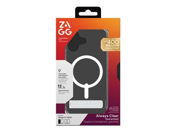 ZAGG Crystal Palace Snap KS - iPhone 17 stativveske kompatibel med MagSafe (klar)