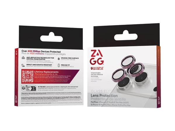 ZAGG InvisibleShield Premium GL - Linsebeskytter for mobiltelefon - rosa - for Apple iPhone 15 Pro, 15 Pro Max, 16 Pro, 16 Pro Max, 17 Pro, 17 Pro Max
