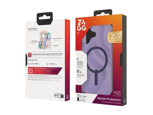 ZAGG Milan Snap - Baksidedeksel for mobiltelefon - MagSafe-samsvar - grafen - glitrende virvel - for Apple iPhone 17