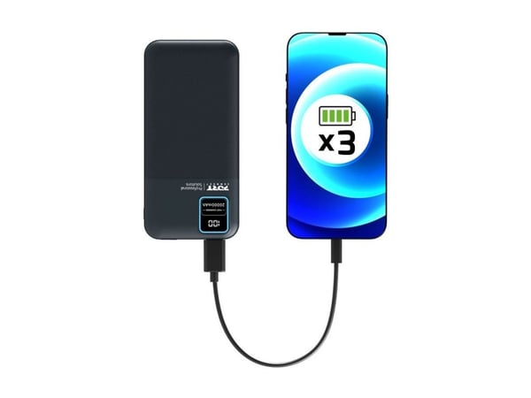 PORT Connect Enduring - Strømbank - 20000 mAh - 74 Wh - 2.1 A - QC - 2 utgangskontakter (2 x USB) - på kabel: USB-A