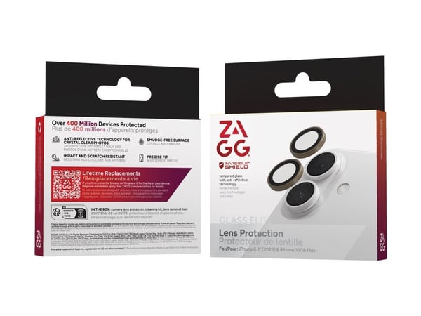 ZAGG InvisibleShield Premium GL - Linsebeskytter for mobiltelefon - sandstein - for Apple iPhone 16, 16 Plus