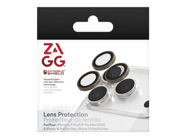 ZAGG InvisibleShield Premium GL - Linsebeskytter for mobiltelefon - sandstein - for Apple iPhone 15 Pro, 15 Pro Max, 16 Pro, 16 Pro Max