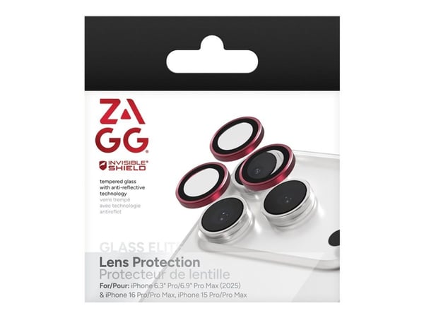 ZAGG InvisibleShield Premium GL - Linsebeskytter for mobiltelefon - rosa - for Apple iPhone 15 Pro, 15 Pro Max, 16 Pro, 16 Pro Max
