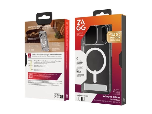 ZAGG Crystal Palace Snap Kickstand, Suojus, Apple, iPhone 17 Pro, 16 cm (6.3"), Läpinäkyvä